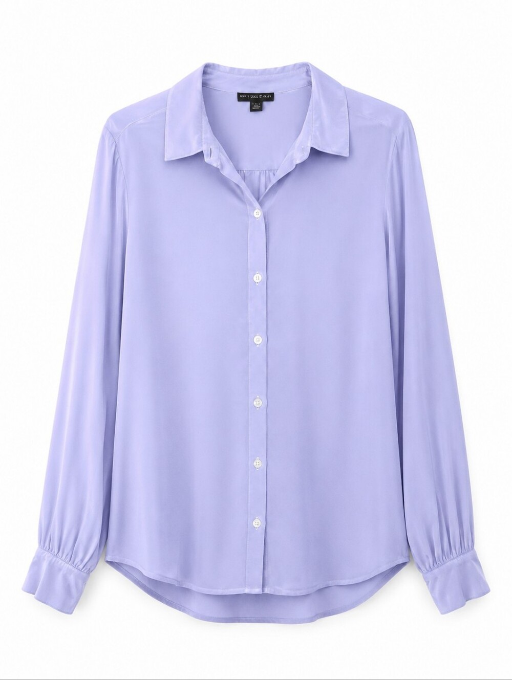en THREAD Periwinkle Blue Long Balloon Sleeve Point Collar Button Down Blouse